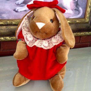 Beautiful Vintage Bunny in Red Dress; from Toys or Us